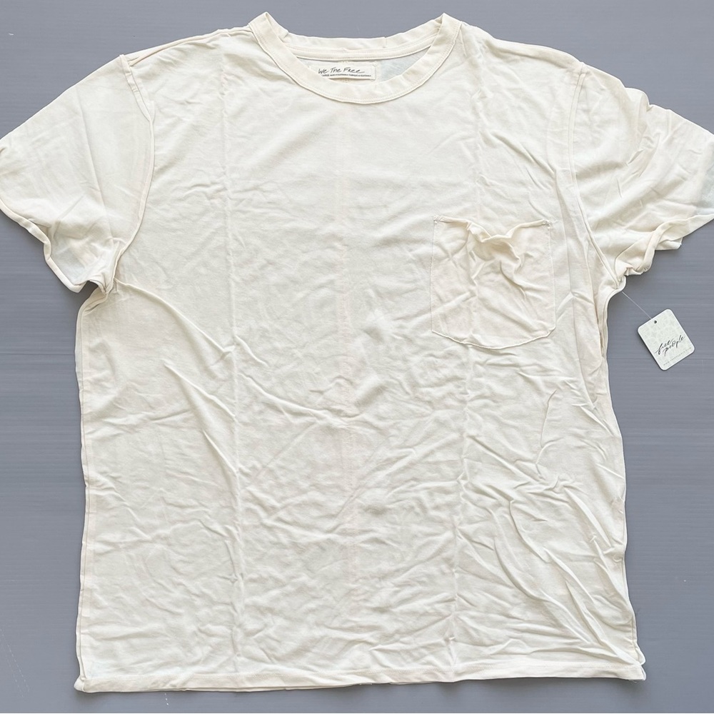 NWT Free People Basic Vella Tee Shirt in White Swan XL
